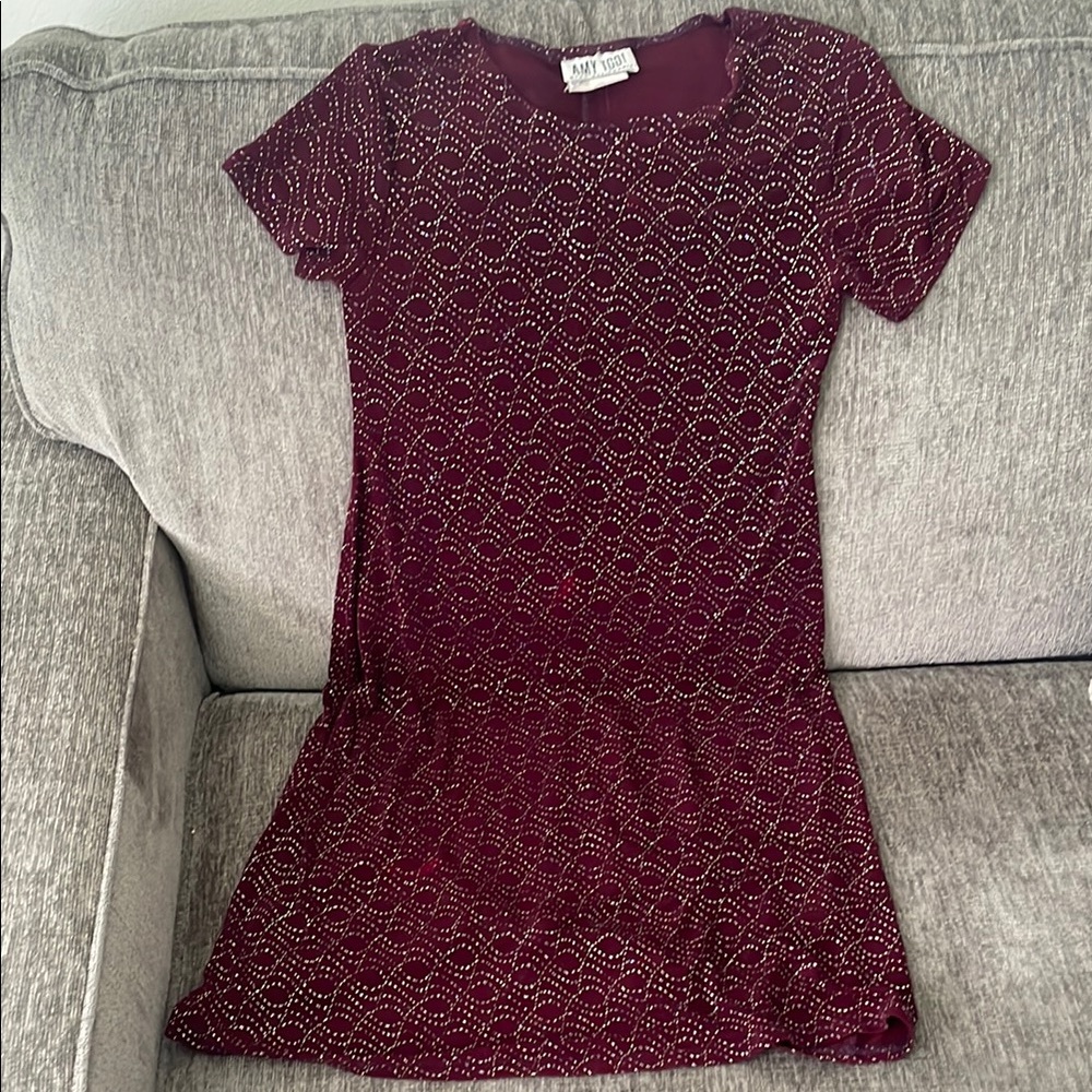 Amy Byer Maroon Dress with Metallic Details